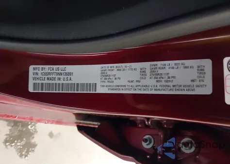 2022 Ram 1500 Big Horn 4X4 5'7 Box from USA, damaged, VIN 1C6SRFFT9NN136891